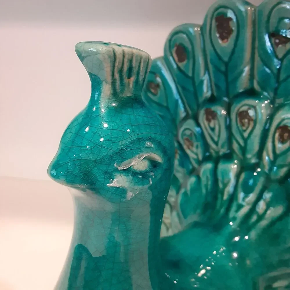 Vintage Italian Majolica Peacock Stunning Unique 11